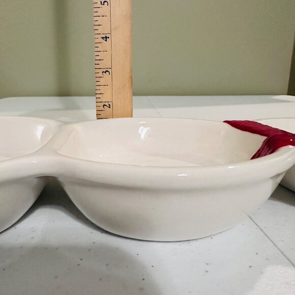 Ceramic Snowman 3 Section Server Dish Tis The Season By Grasslands Road - Picture 10 of 14